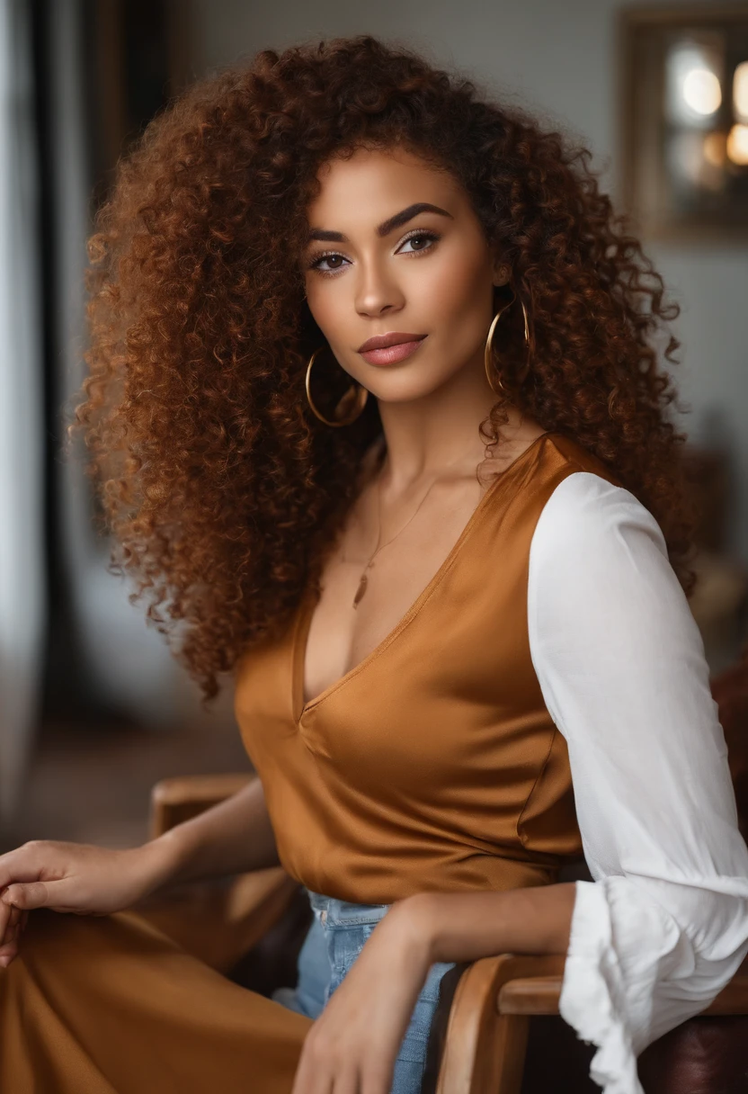 "Ultra-realistic image of a beautiful 2 Afro-Latin girl,Caramel peel, corps parfait, Prendre un selfie dans son bureau avec son sony A7RV, maigre, taille ultra-fine, cheveux rouge, Curly and curly hair karibean , piercing green eyes.hyper-realistic，anatomie correcte，Facial features are carefully represented，Boucles gratuites, curly red hair, (cour, curly red hair), Long curly wild red hair, cheveux multiversaux, cour, curly red hair, curly red hair, Boucles, wavy hair spread out, Boucles baroques, Boucles, Curly,Texture des cheveux, Curly bang