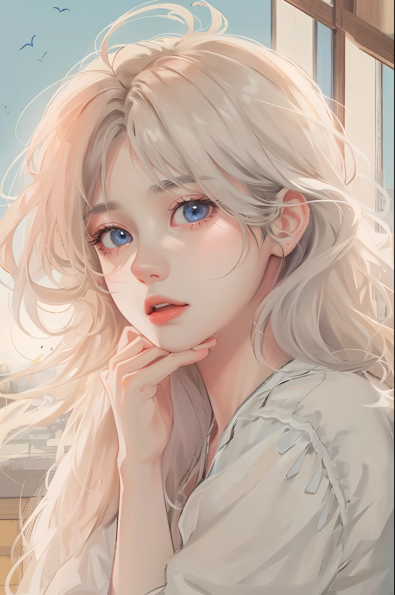 Absurdres, Masterpiece, Best quality, light colors, pastel colors, korean girl with Beautiful face , beautiful hair , a character from kdrama, anime eyes, semi casual clothes, masterpiece background, detailed background