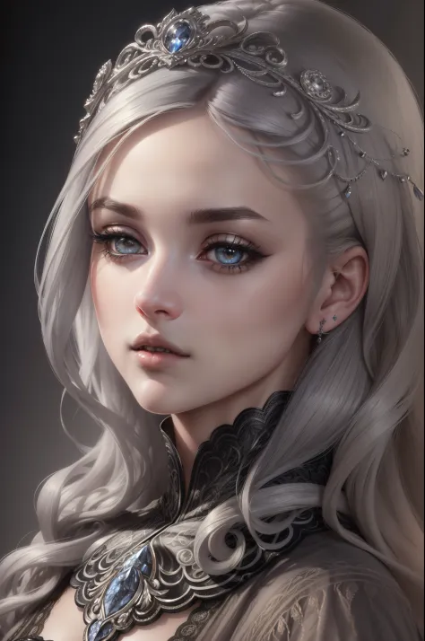 (high quality,8k,masterpiece:1.2),ultra-detailed,(realistic,photorealistic,photo-realistic:1.37),1girl,Grey two-tone hair,dress,...