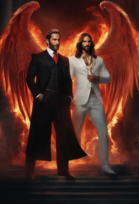 Fusion between the devil Lucifer and Jesus Christ in a suit