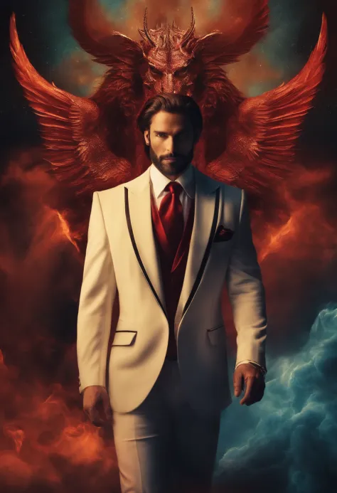 Fusion between the devil Lucifer and Jesus Christ in a suit