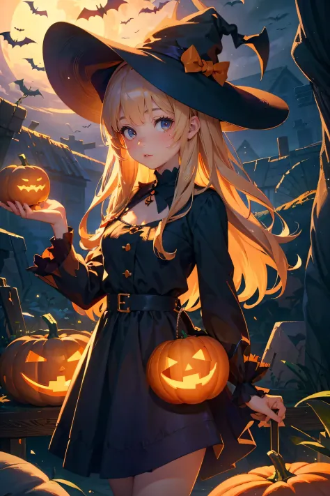 best quality, masterpiece, extremely detailed cg unity 8k wallpaper,(beautiful and delicate: 1.2),offical art,1girl，borgar，pumpk...