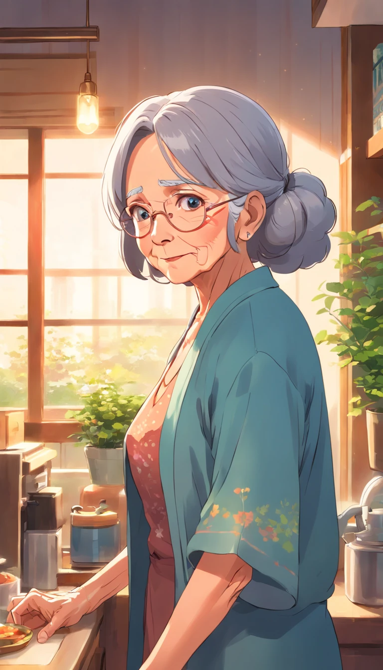 Anime woman in a kitchen preparing food with a plate of pizza - SeaArt AI