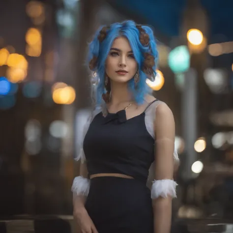 21 year old blue hair girl with face like Emilia Clarke walking on the  street a - SeaArt AI