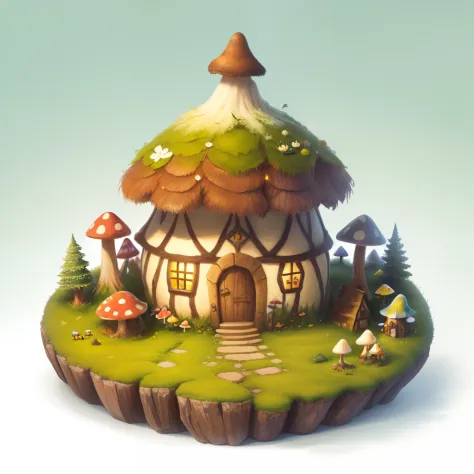 Fairy village with lots of mushrooms