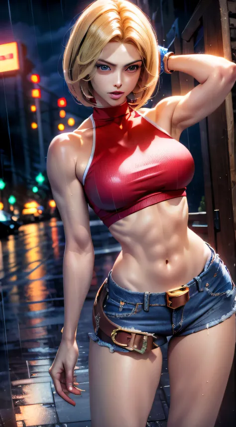 (((Masterpiece))),
((Blue Mary)) cosplay, best quality, (beauty), 20 year old girl face, pretty face, red crop top, red blouse, ...
