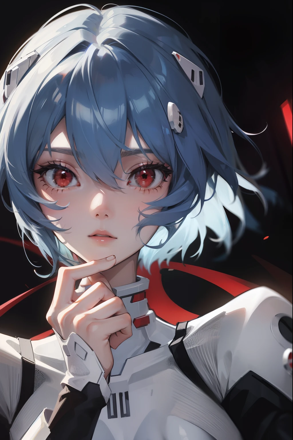 reiayanami, rei ayanami, pelo azul, cabello corto, (ojos rojos:1.5),
Body de descanso, headgear, traje enchufable, Body blanco,
descansar al aire libre, ciudad,
descanso mirando al espectador, 
BREAK (obra maestra:1.2), mejor calidad, Alta resolución, fondo de pantalla de unidad 8k, (ilustración:0.8), (hermosos ojos detallados:1.6), cara extremadamente detallada, Iluminación perfecta, CG extremadamente detallado, (manos perfectas, anatomía perfecta),