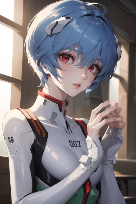 reiayanami, rei ayanami, blue hair, short hair, (red eyes:1.5),
BREAK bodysuit, headgear, plugsuit, white bodysuit,
BREAK outdoo...