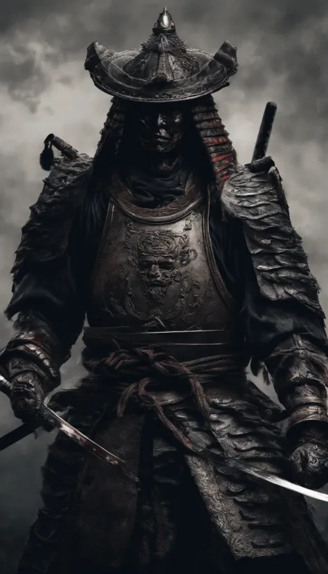 (best quality,4k,8k,highres,masterpiece:1.2),ultra-detailed,
realistic:1.37,samurai,feudal Japan,flag bearer,full-body armor,ominous atmosphere,detailed samurai sword,traditional warrior,stern facial expression,shadowy lighting,traditional Japanese art sty...
