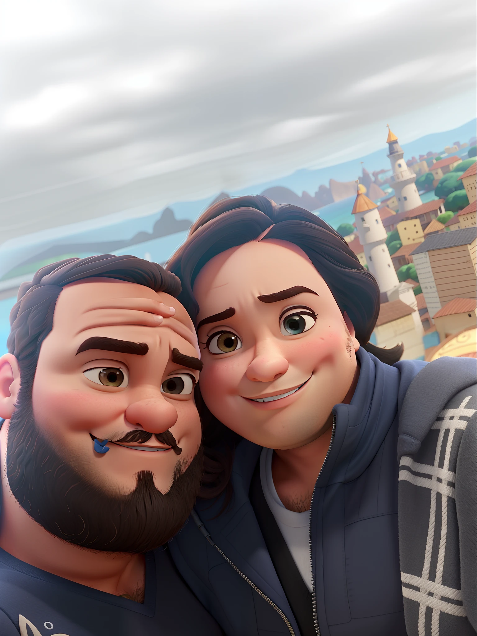 Casal de personagens de desenhos animados posando para uma foto - SeaArt AI