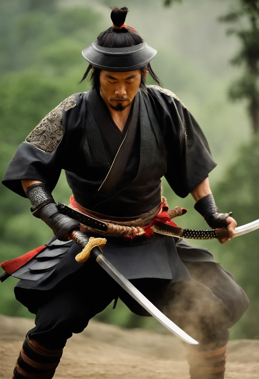 Samurai Swordmanship: Create images showcasing samurai warriors who ...