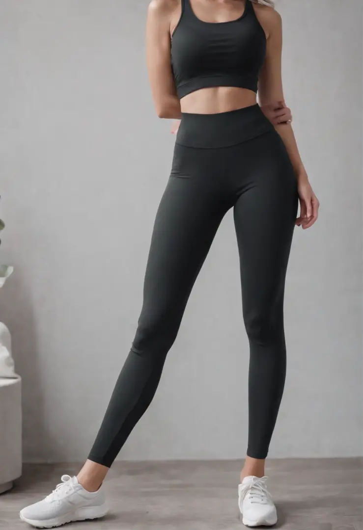 Black skinny leggings，Thin leg，Long legs，Perfect curves，athletic  sneakers，Loose sweatshirt， - SeaArt AI