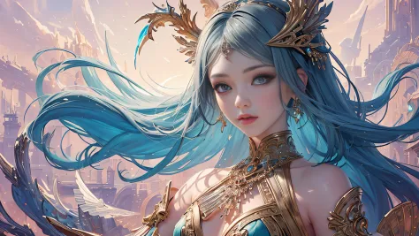 (Masterpiece, Top quality, Best quality, offcial art, Beautiful and aesthetic:1.2), (1 Fantasy Girl), Long invisible hair, Extre...