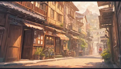 Create an image of the small town where Jack lived, with his home and garage. image size is 16:9