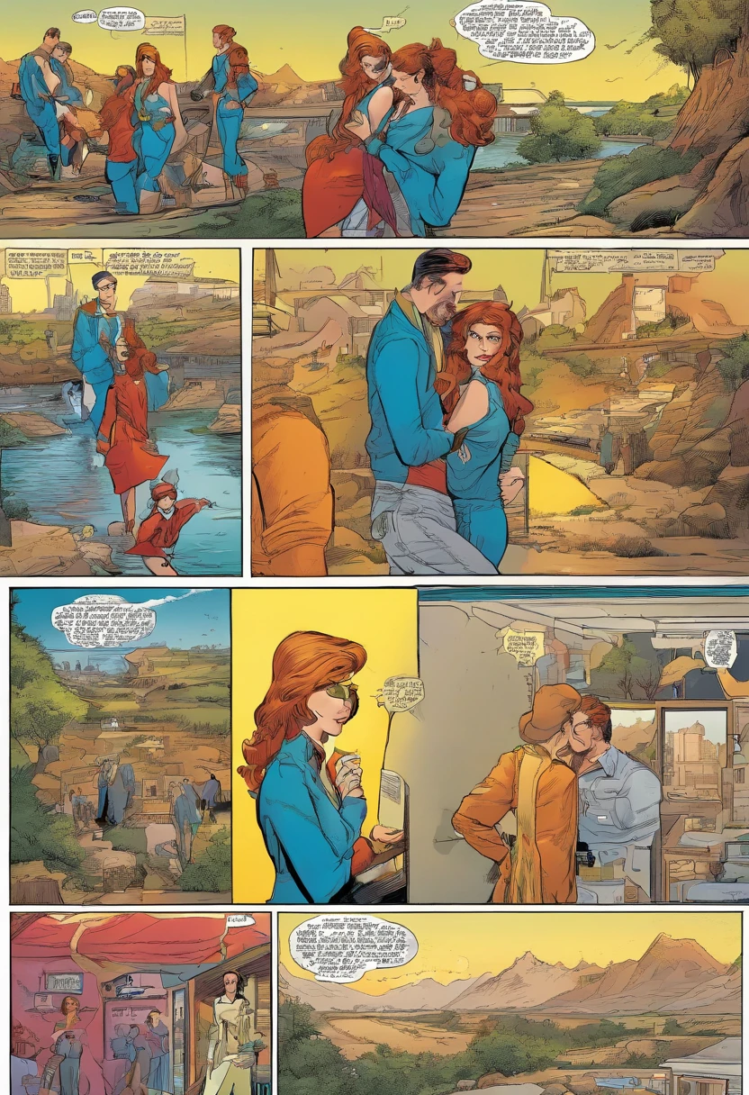 A comic strip with a woman and a man in a blue suit - SeaArt AI