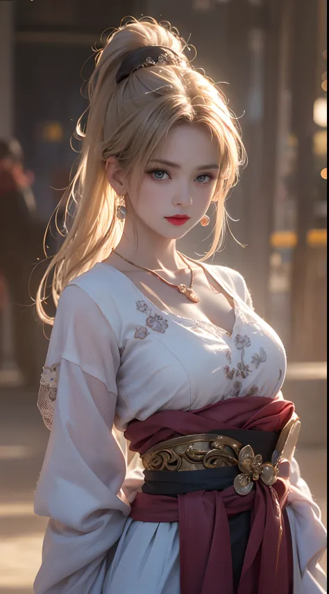 1 beautiful girl in Han costume, white thin purple silk shirt with a lot of texture, white lace top, long purple platinum ponyta...