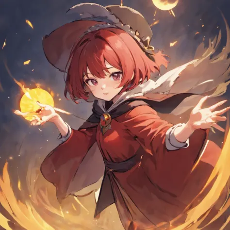 Wearing a witch's hat、Anime girl in red cloak pointing the camera, Megumin, megumin from konosuba, half invoker half megumin, konosuba anime style, Konosuba, flirty anime witch casting magic, black - haired mage, witch academia, Cute:2, Popular isekai anim...