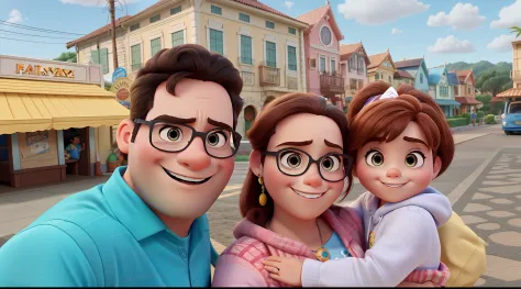 A Disney Pixar-style family, alta qualidade, melhor qualidade