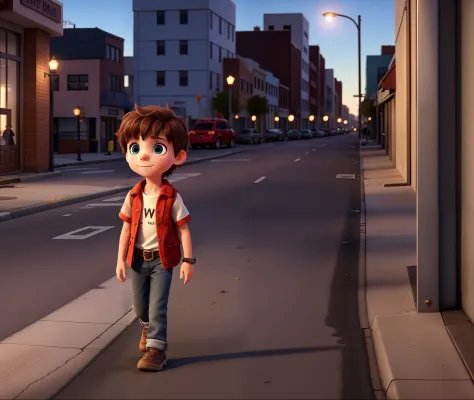 A child walking on the street alone dark