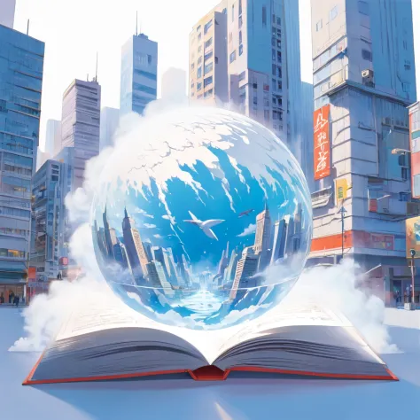 (Pop-up Books,White background:1.35),Postmodern art style,(abstracted:1.2)(Penrose Escher-style sphere) What to configure (Cyberpunk City:1.2),After the change (James Rosenquist,Roy Lichtenstein) Inside the Eagle Ball,Inception,Impossible geometric structu...