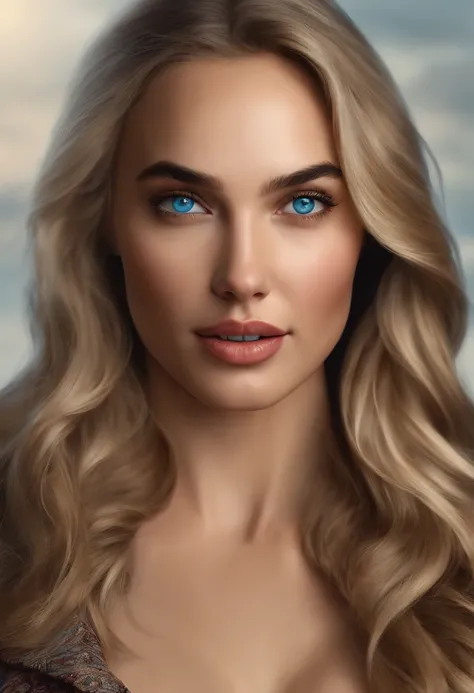 A woman with blue eyes and long blonde hair - SeaArt AI