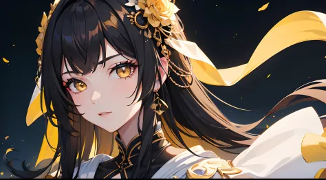 masterpiece, best quality, 1girl, black hair, yellow eyes, night festival, detailed eyes, detailed facial features, high resolut...