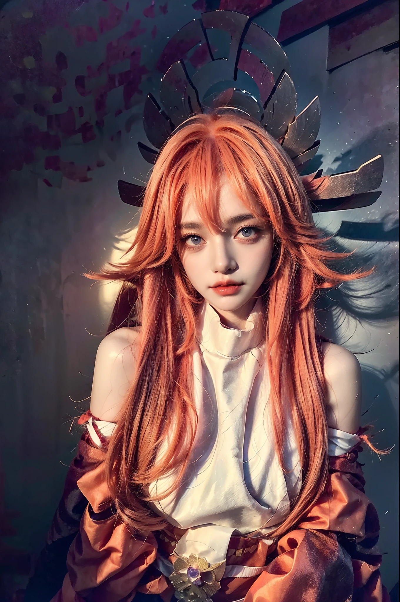 A close up of a woman with long red hair wearing a crown - SeaArt AI