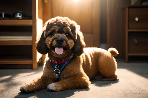 in 8K、top-quality、​masterpiece、profetional lighting、Shih Tzu and Toy Poodle MIX Dog