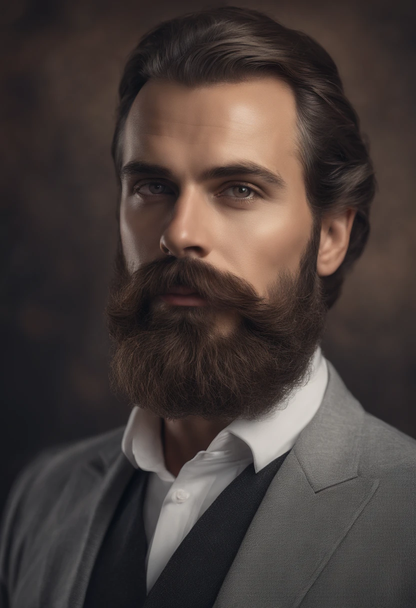 A man with a beard and a suit looks at the camera - SeaArt AI