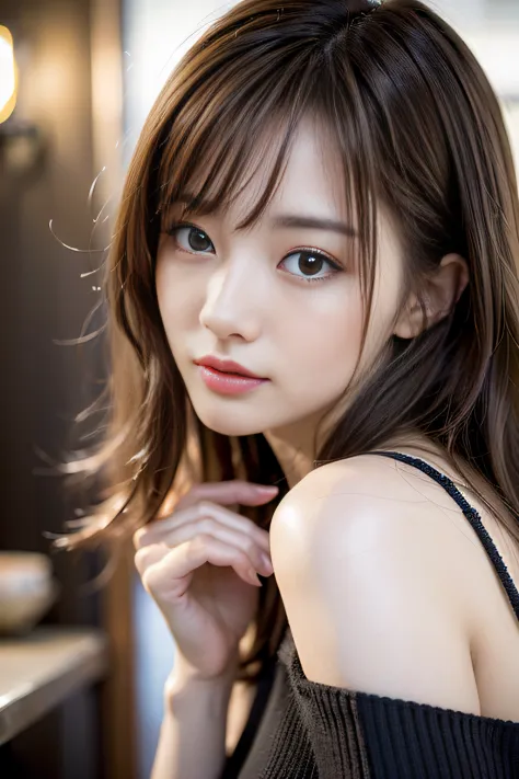 ​masterpiece、1 beautiful girl、A detailed eye、Puffy eyes、top-quality, 超A high resolution, (Realisticity: 1.4), japanes、Asian Beauty、Korea person、Super beauty、Beautiful skin、A slender、The body is facing forward、(A hyper-realistic)、(hight resolution)、(8K)、(ig...