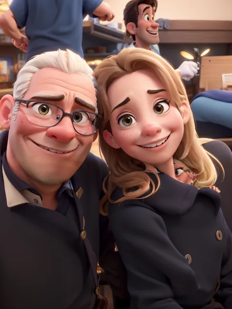 A couple in great quality and definition in the style of Disney pixar