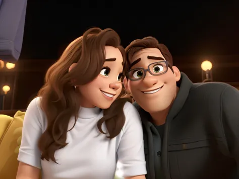 Um casal de apaixonados felizes no estilo Disney Pixar, na melhor qualidade