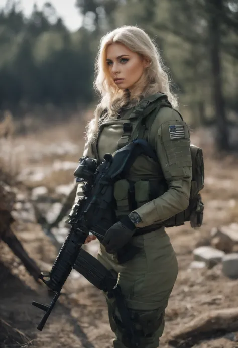 HD wallpaper: women, assault rifle, tactical, jeans, blonde, one