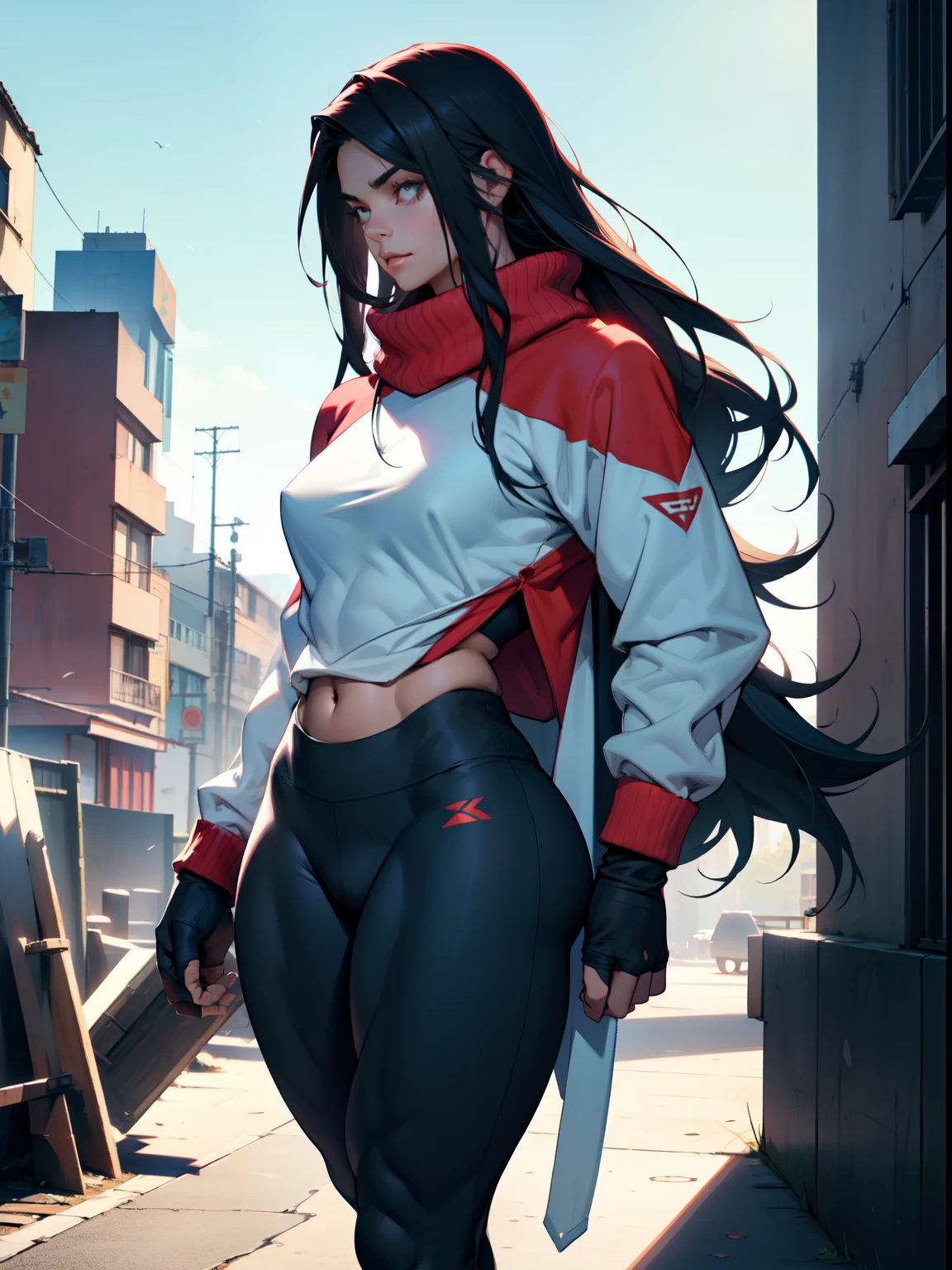 Extremely long hair Perfect anatomy 1 tall girl with curves only ((muscular)) sudadera con capucha leggings cuerpo tonificado, ((sthe highest qualit)) muy detallado, calidad 8k resolution