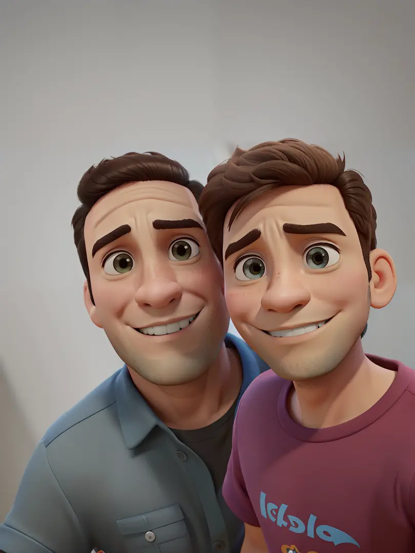 Pai com 35 anos e filho com 4 anos, os dois brancos, estilo Disney Pixar, alta qualidade, melhor qualidade