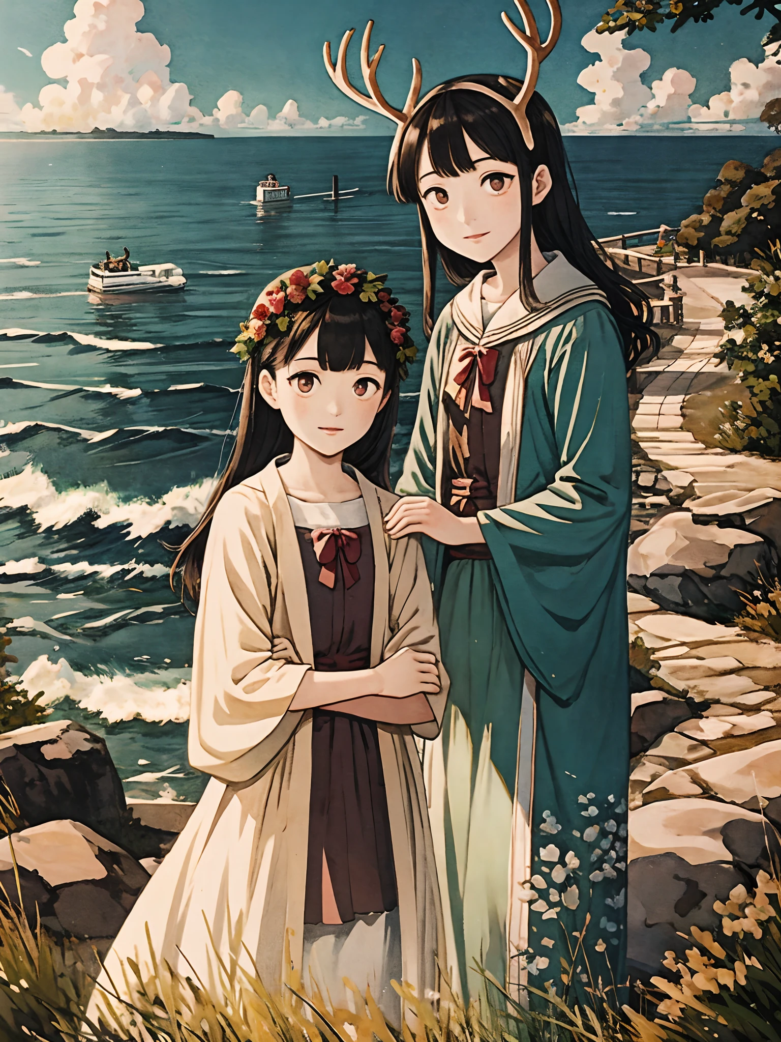 Mori girls，Deer-like eyes，the sea