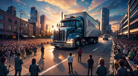 music，highways，trucks，band，high qulity，main vision，the band held a concert on a truck