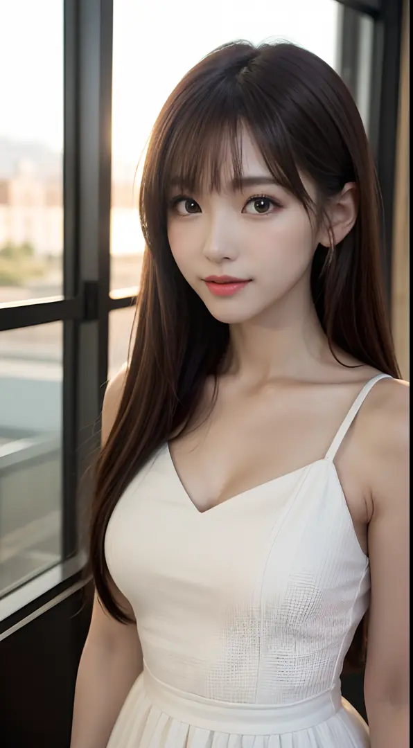 White see-through blouse,Face Interview, (Photo Real:1.4), (hyper realisitic:1.4), (realisitic:1.3), (Smooth lighting:1.05), (Improve video lighting quality:0.9), 1womanl, (An 18-year-old woman:1.2), Realistic lighting, Back lighting, Facial light, raytrac...