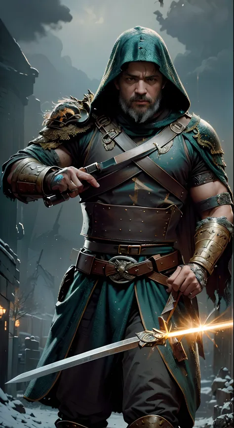 (Movie Premiere Poster 1.8)，（tmasterpiece）Ancient Roman battlefield，A general among gladiators（Maximus），Russell Crowe（（Russell Ella Crowe）（he is about 30 years old）），（Hairstyles：Short dark brown hair，Small waves），（Wearing：Metal armor，Black bear skin as a c...