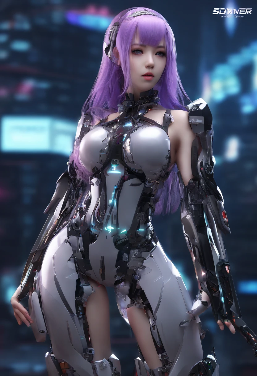 Master Parts, Best Quality, 超A high resolution,photon maping,Best shade,sportrait,Beauty Details,ultra high detail,long purple hair,Single braid,Powerful strip,medium breasts,City,Chinatown,center,see through, short dress, low chest:2, Hair ornaments, earrings, necklace, sportrait, Silver Dress:2, view the viewer,i&#39;m,Professional Light, detailedskin,