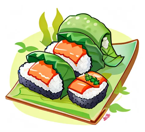 Draw a seaweed roll sushi with a similar style