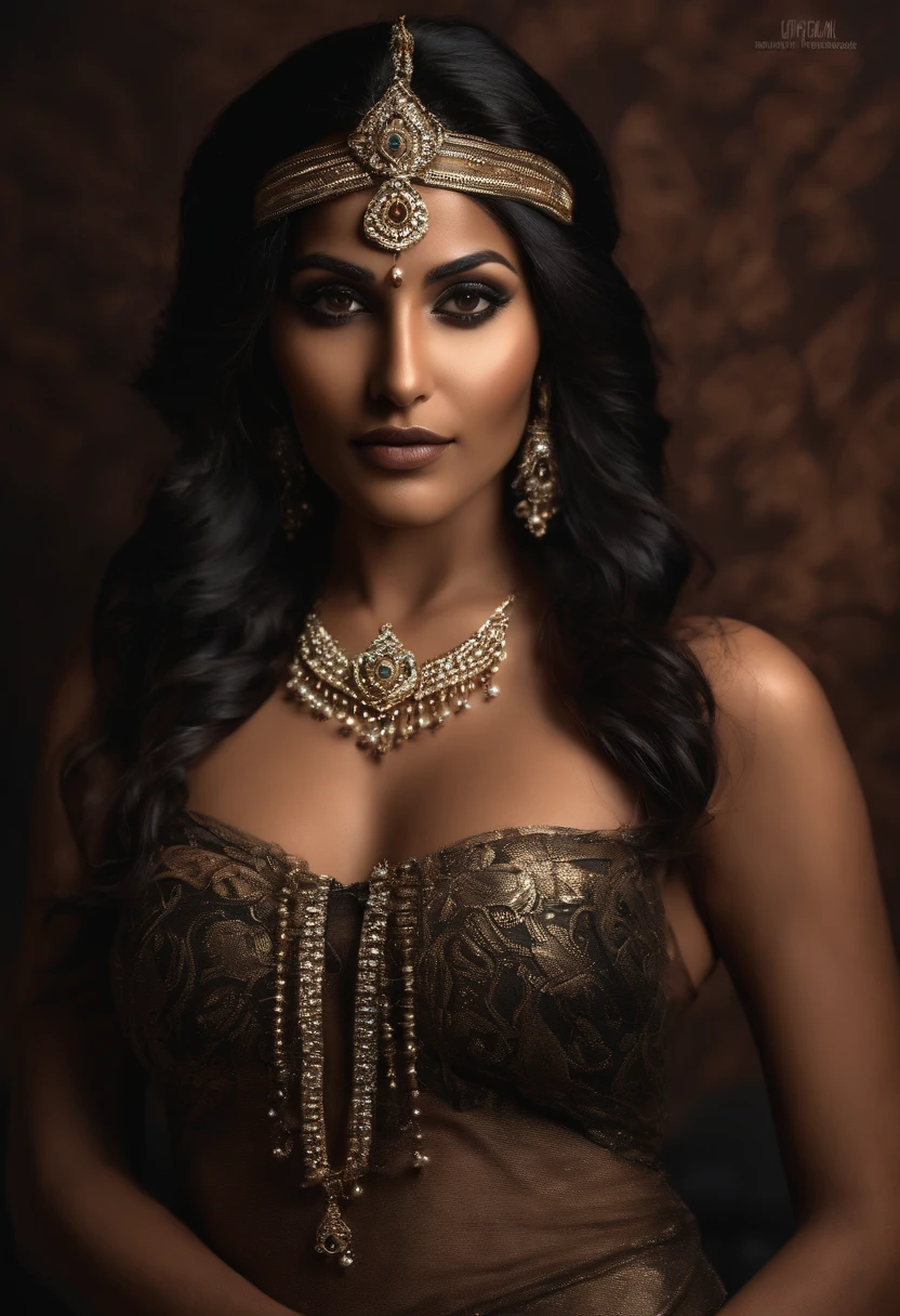 Anusha in a gold dress and jewelry - SeaArt AI