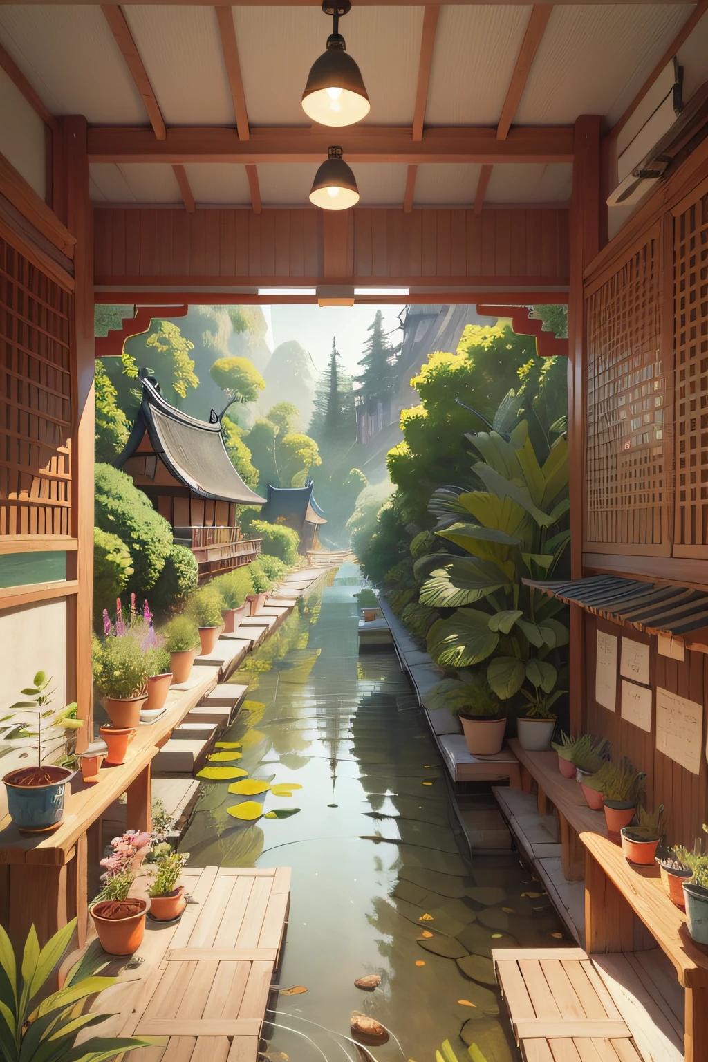 Rice is grown in water, A beautiful artwork illustration, Game illustration, serene illustration, Chinese watercolor style, by Yang J, Japanese inspired poster, artwork in the style of z.Show on the. gu, author：Xia Gui, G Liulian art style, Poster illustration, author：FAN Qi, environment design illustration, illustration concept art, author：Qu Leilei
