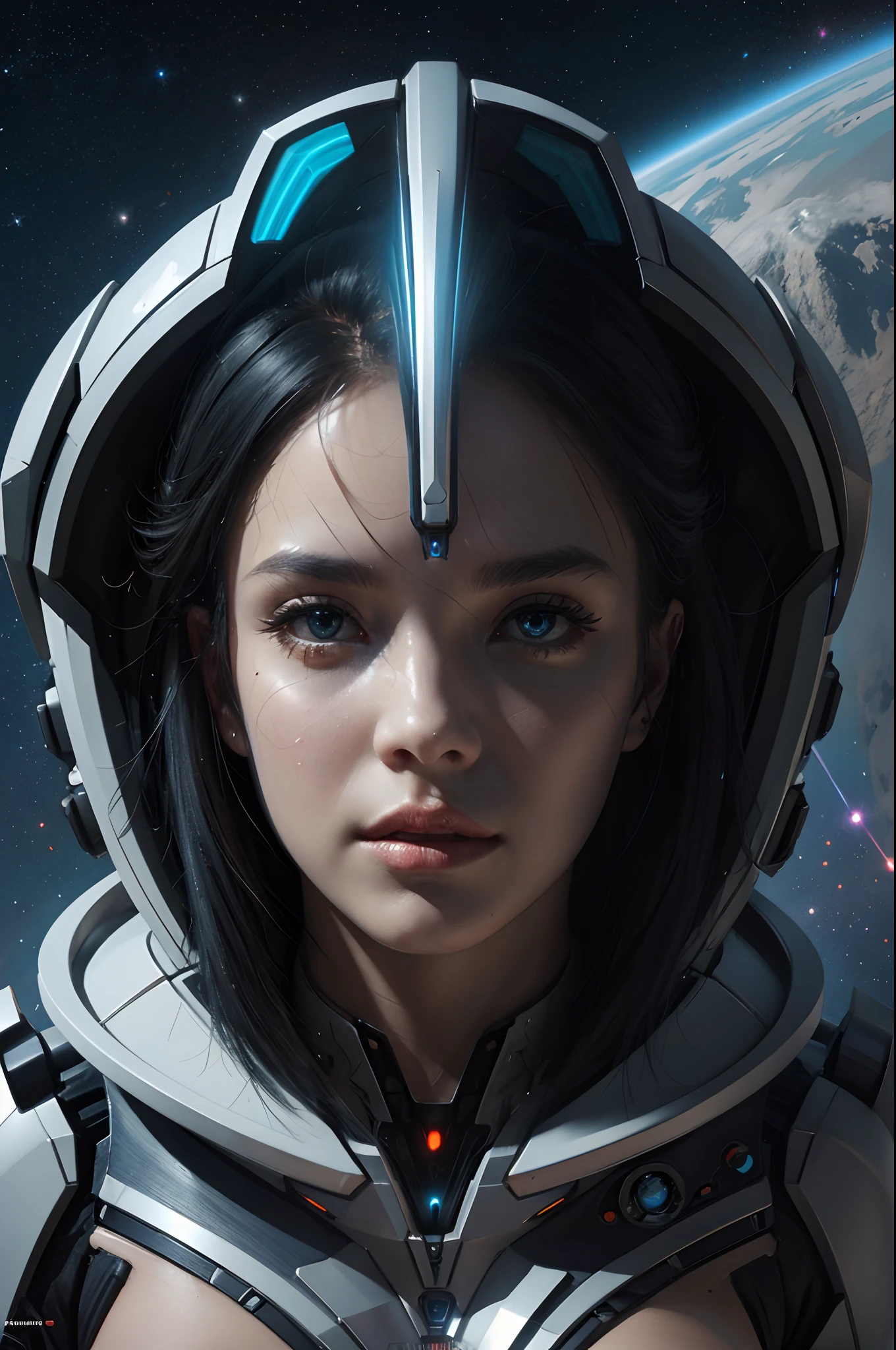 woman, beautiful, portrait, full body image, (semi-naked:1.6), highly detailed face, cyborg, advanced, spaceship, futuristic design, scifi, in space, supernova, stars, planet, (RAW photo, ultra high res, photorealistic, masterpiece, ultra-detailed,) warrior,((cinematic look)), insane details, epic, power, inside spaceship, looking at camera, (close view:1.0) space_style
