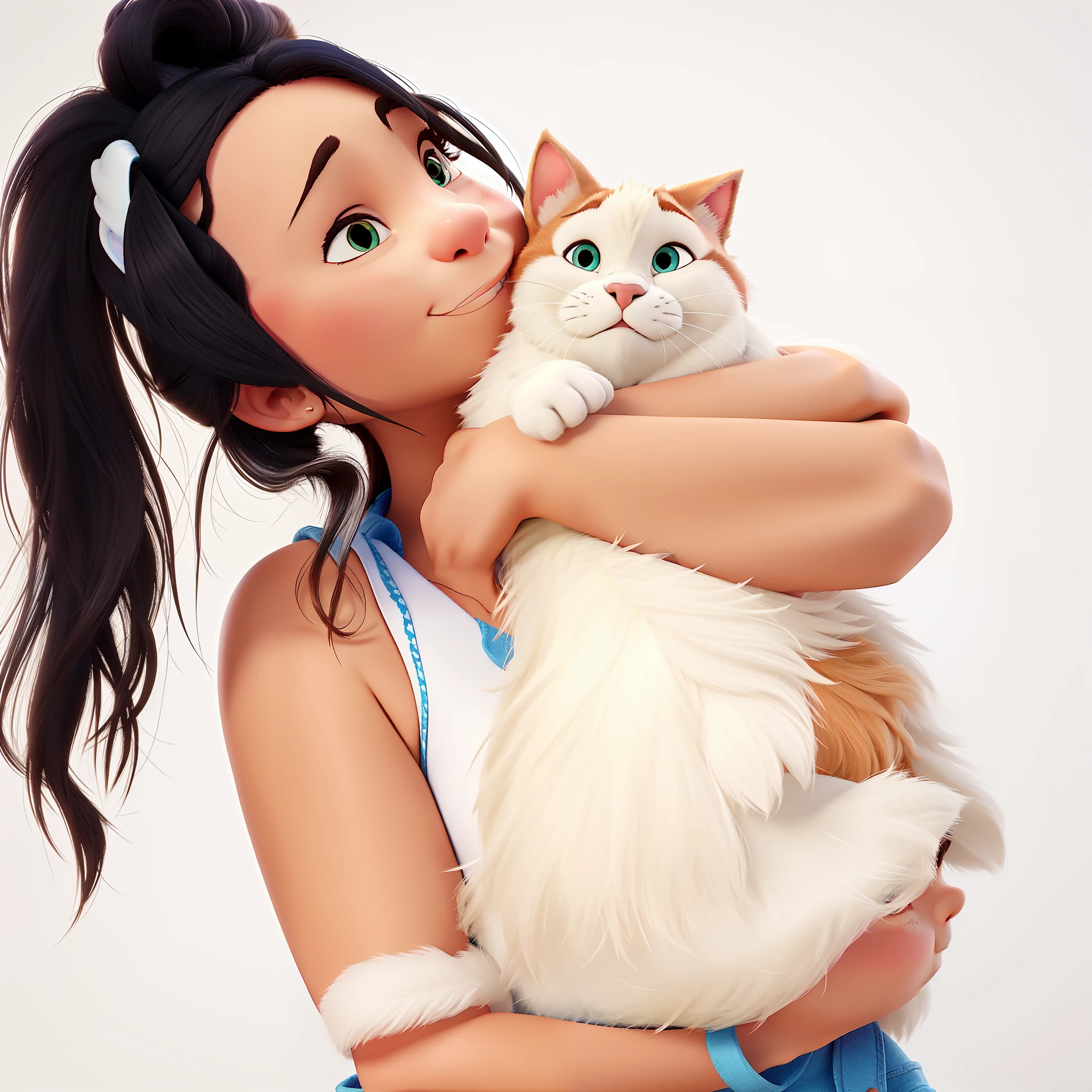 A close up of a woman holding a cat in her arms - SeaArt AI