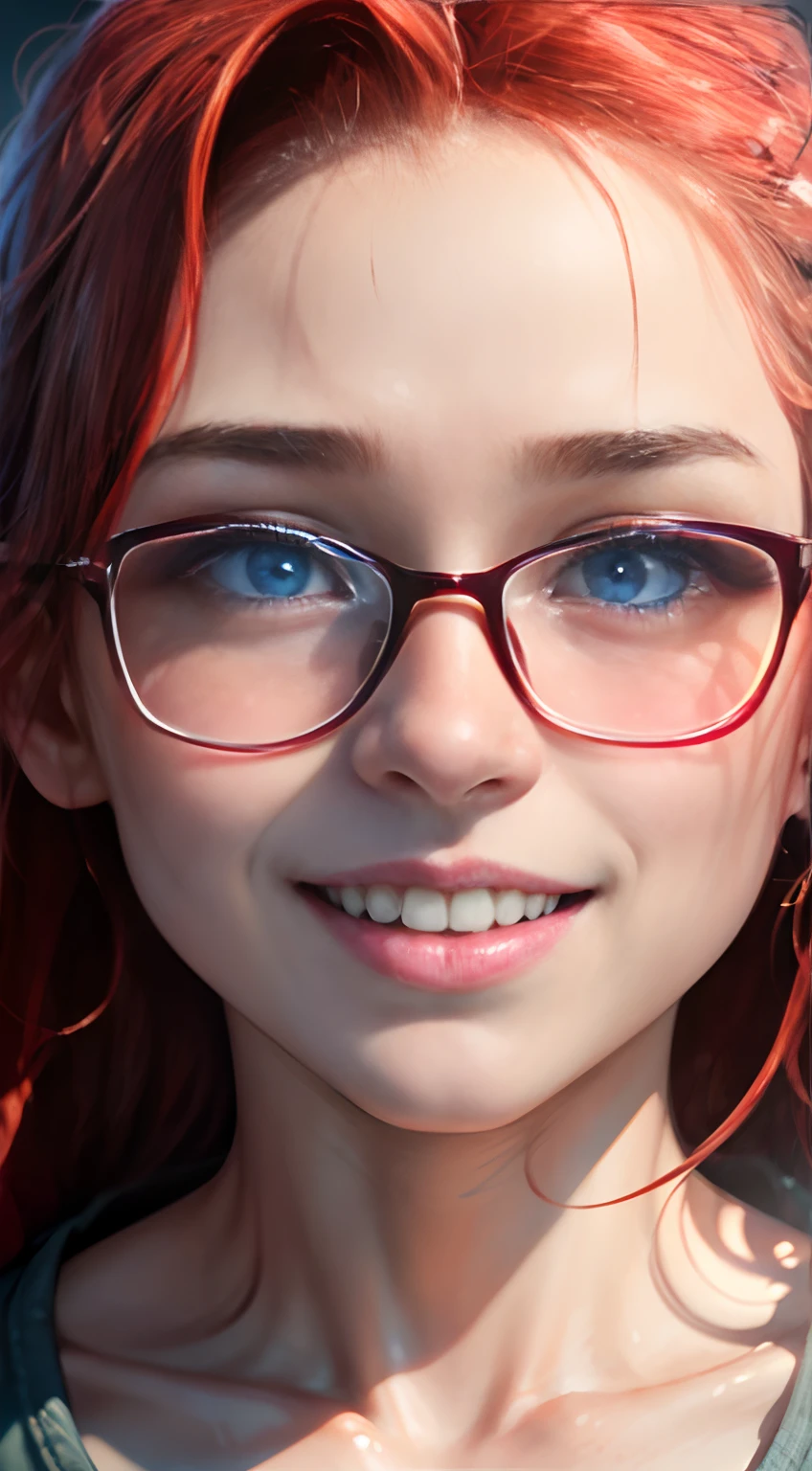 A close up of a woman with red hair and glasses - SeaArt AI