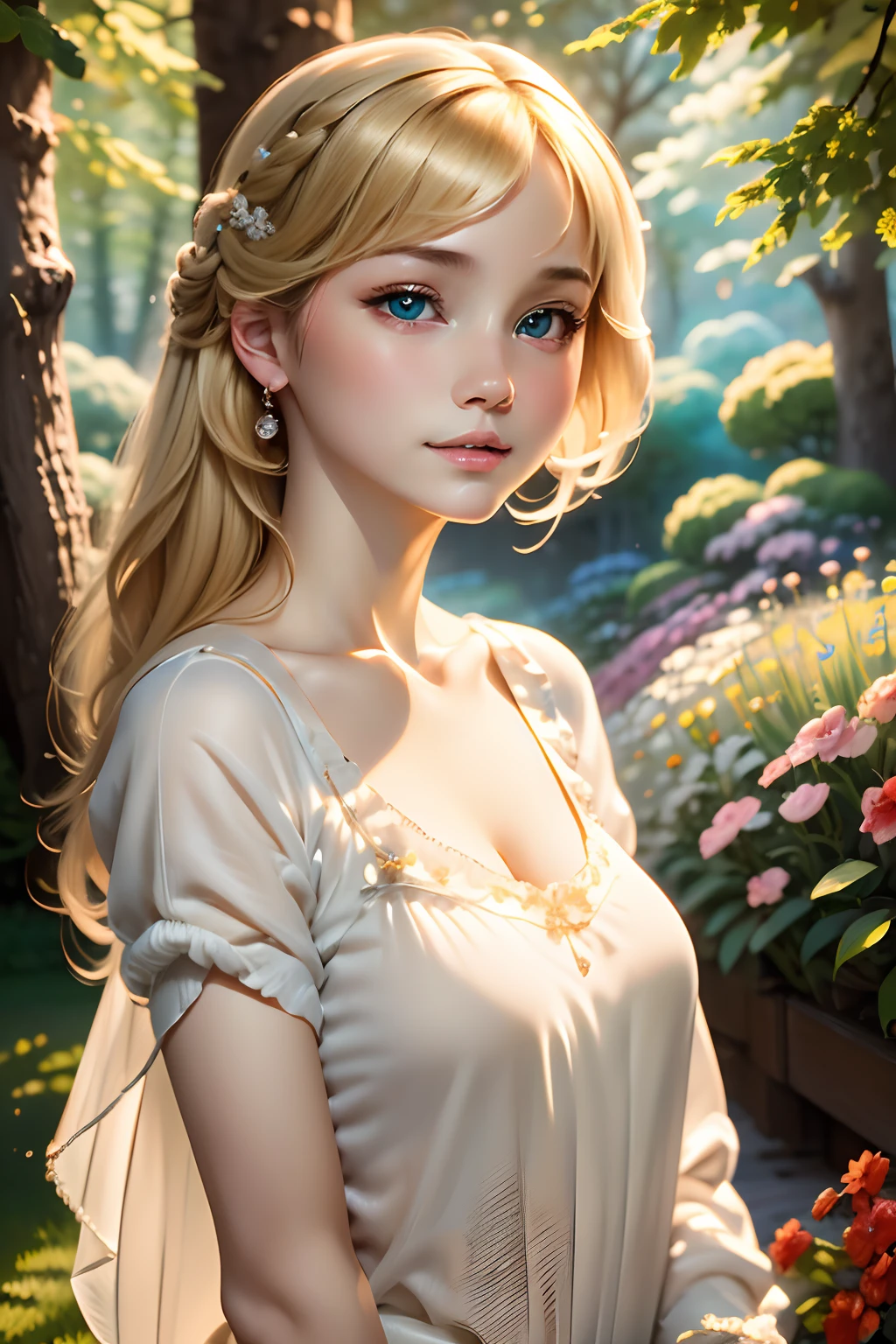 masutepiece, Best Quality, extremely delicate and beautiful girl,extremely delicate and beautiful, world masterpiece theater, Ultra-detailed, Highly detailed, Best Quality, Blonde hair, hight resolution, Extremely detailed,1girl in, Best Quality, Illustration, Looking at Viewer, Impasto, canvas, Oil Painting, Realistic, realist ,Real,