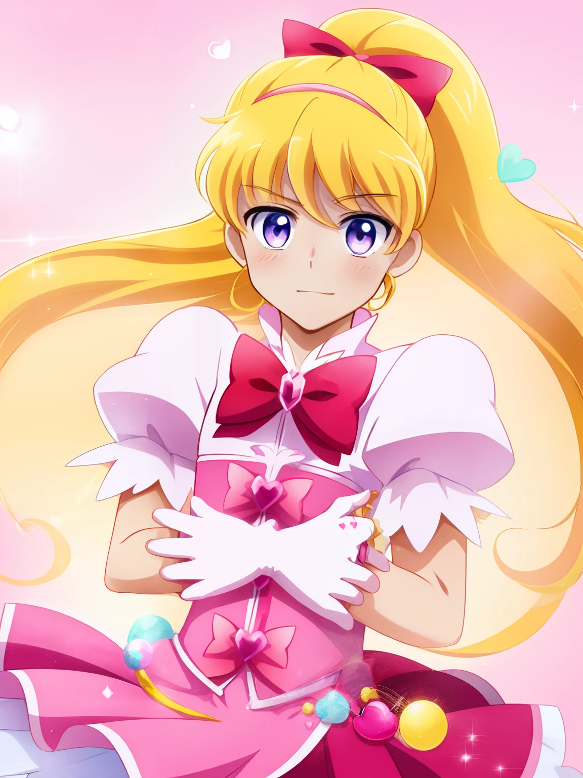 Anime boy in red dress with pink bow and pink heart, Portrait of a magical  boy, Prince in anime, Magical Boy Anime Mahou Shōnen, Blonde long  twin-tailed hair man - SeaArt AI