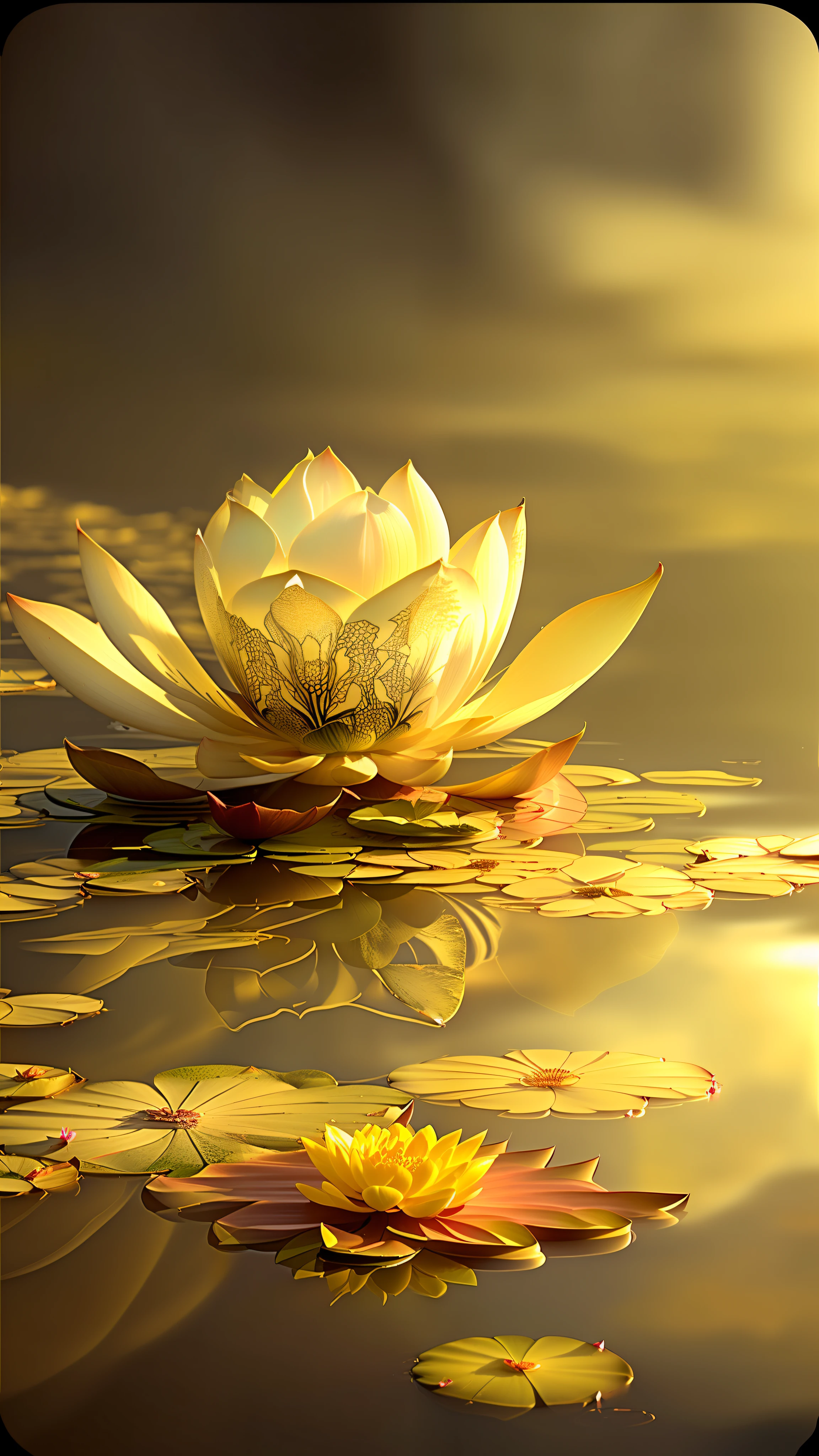 there is a white flower that is floating in the water, lotus, lotus flower, sitting on a lotus flower, reflecting flower, lotus flowers, lotus pond, standing gracefully on a lotus, with lotus flowers, lotus flowers in the water, floating in a powerful zen state, lotus petals, golden lotus princess, beautiful image,  by Han Gan, lotus, wealth, Golden