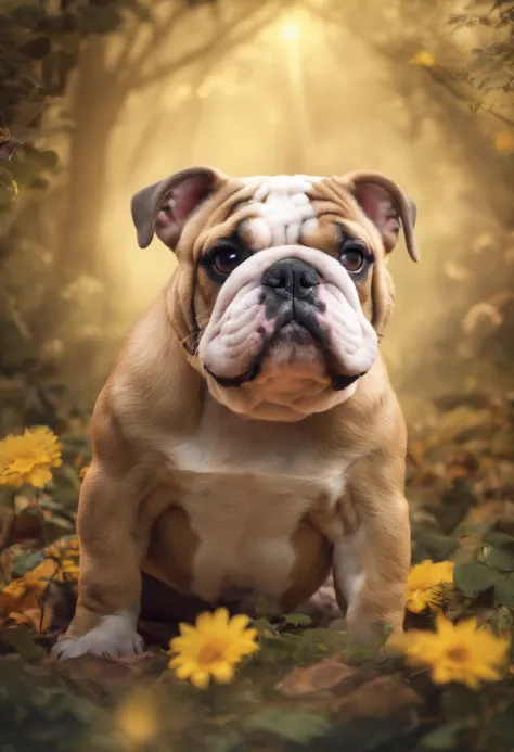 English Bulldog，o cachorrinho，raios de sol